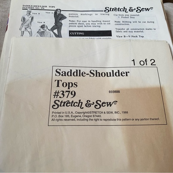 Vintage Stretch & Sew Pattern Saddle Shoulder Tops - Picture 3 of 3